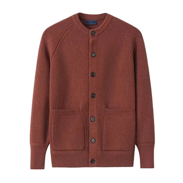 Vintage Buttoned Crew Neck Sweater Mens Cardigans Solid Color Long Sleeve Casual Knitted Jackets For Men Fall Winter Sweaters